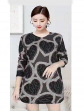 Heart Printed Soft Knitted Light Sweater